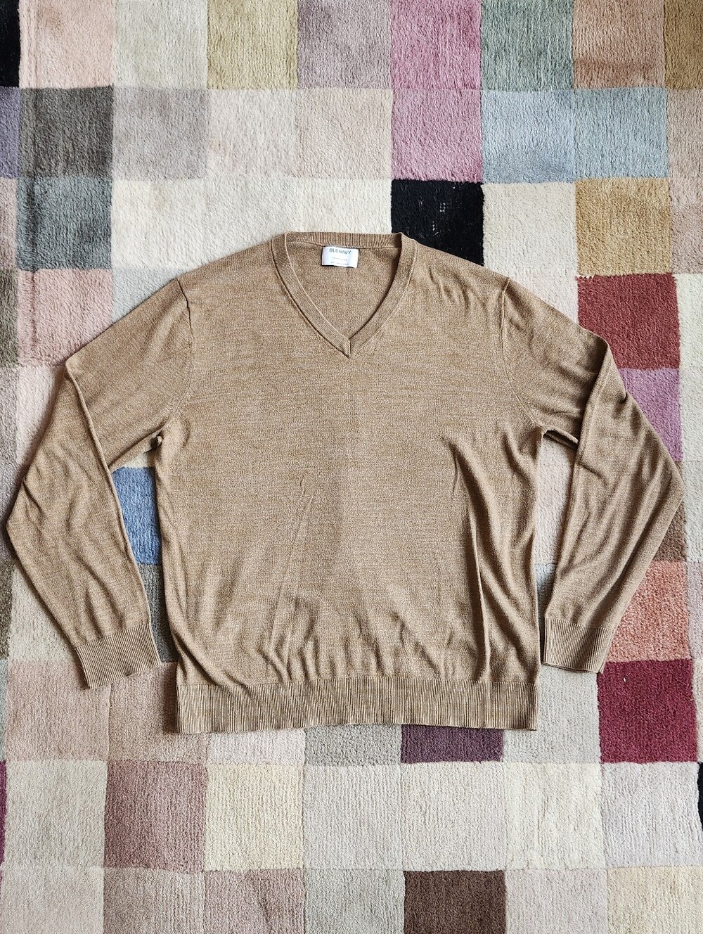 Old Navy Mens Large Tan V Neck Sweater